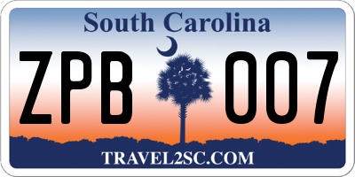 SC license plate ZPB007