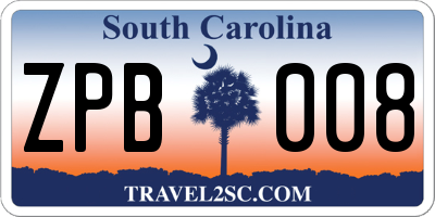 SC license plate ZPB008