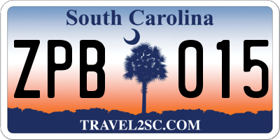 SC license plate ZPB015