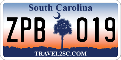 SC license plate ZPB019