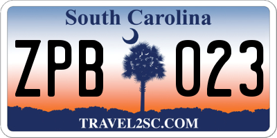 SC license plate ZPB023