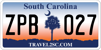 SC license plate ZPB027