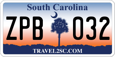 SC license plate ZPB032