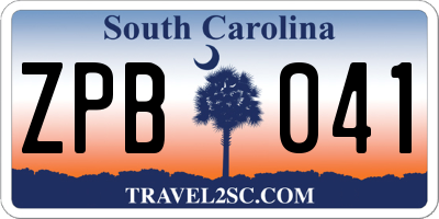 SC license plate ZPB041