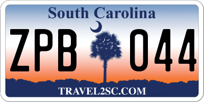 SC license plate ZPB044