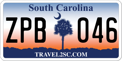 SC license plate ZPB046