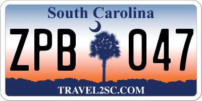SC license plate ZPB047