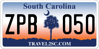 SC license plate ZPB050