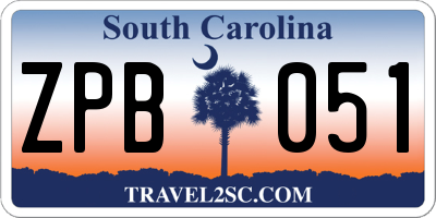 SC license plate ZPB051