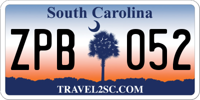 SC license plate ZPB052
