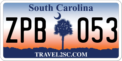 SC license plate ZPB053