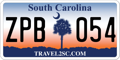 SC license plate ZPB054