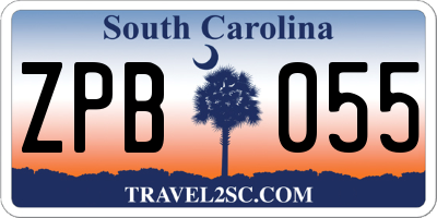 SC license plate ZPB055