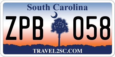 SC license plate ZPB058