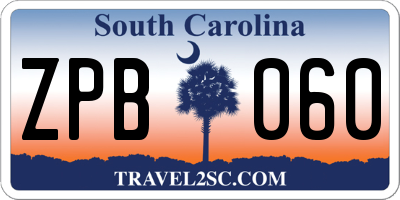 SC license plate ZPB060