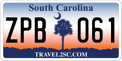 SC license plate ZPB061