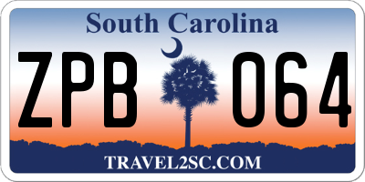 SC license plate ZPB064