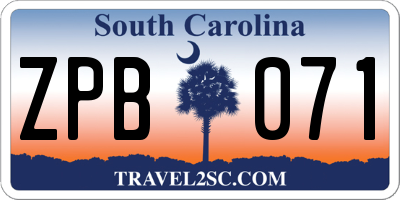 SC license plate ZPB071