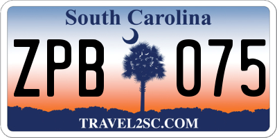SC license plate ZPB075