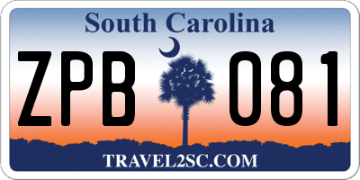 SC license plate ZPB081