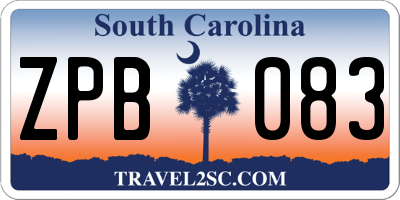 SC license plate ZPB083