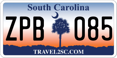SC license plate ZPB085