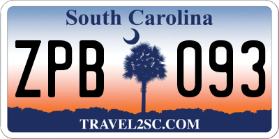 SC license plate ZPB093