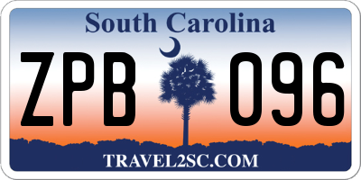 SC license plate ZPB096