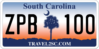SC license plate ZPB100