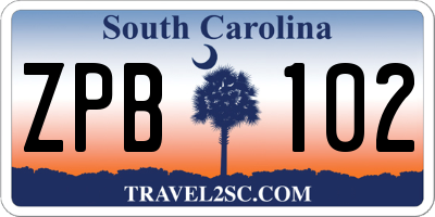 SC license plate ZPB102