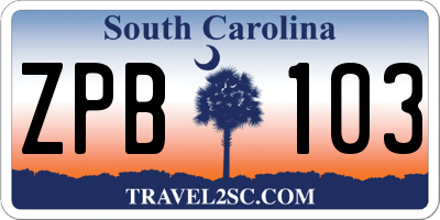 SC license plate ZPB103