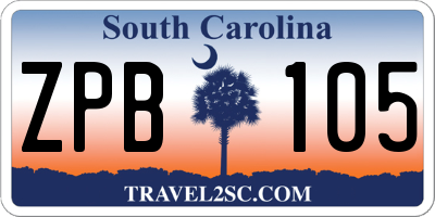 SC license plate ZPB105