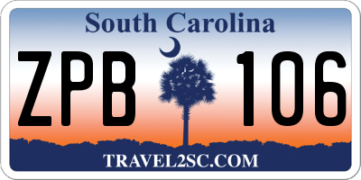 SC license plate ZPB106