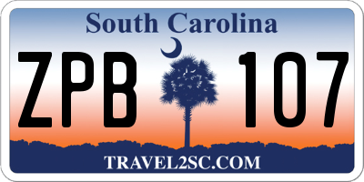 SC license plate ZPB107
