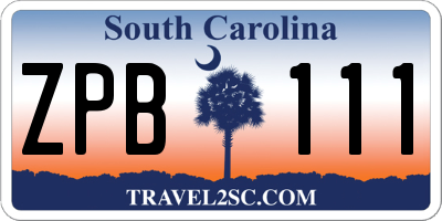 SC license plate ZPB111