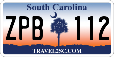 SC license plate ZPB112