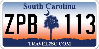 SC license plate ZPB113