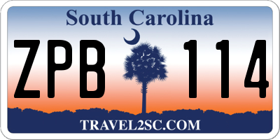 SC license plate ZPB114