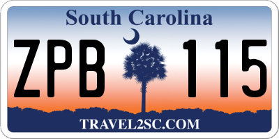 SC license plate ZPB115