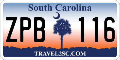 SC license plate ZPB116