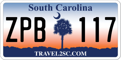 SC license plate ZPB117