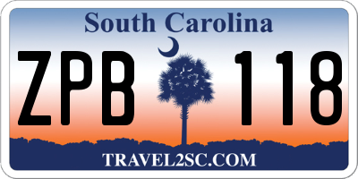 SC license plate ZPB118