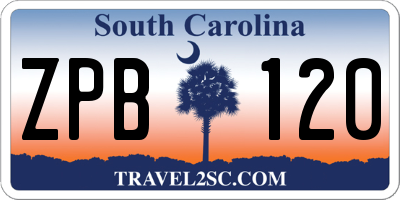 SC license plate ZPB120