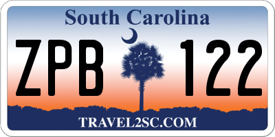 SC license plate ZPB122