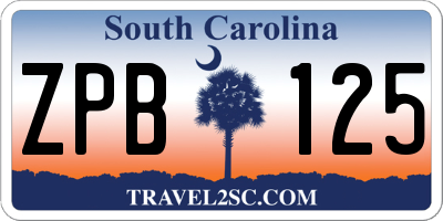 SC license plate ZPB125