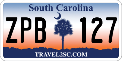 SC license plate ZPB127