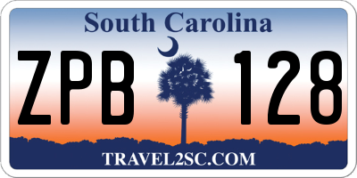 SC license plate ZPB128