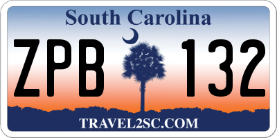 SC license plate ZPB132