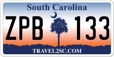 SC license plate ZPB133