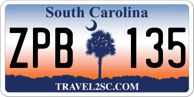 SC license plate ZPB135